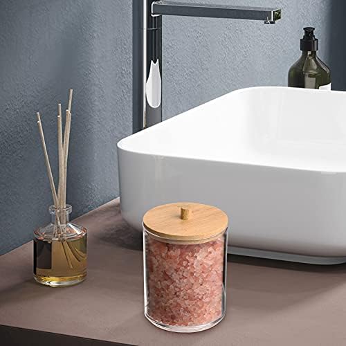 Tbestmax Qtips Holder Bathroom Container, 10/7 OZ Cotton Ball/Swabs Dispenser, Apothecary Jar Organizer for Storage