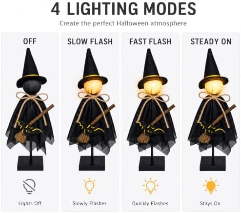 NEROSUN 3 Pcs Lighted Halloween Table Witch Figurines Decor