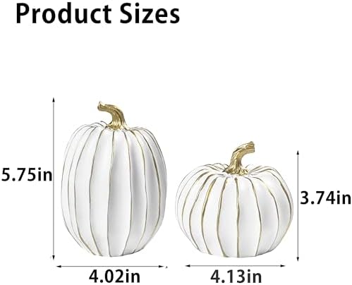 AOMOONOA Fall Pumpkin Decor,White and Gold Thanksgiving Decorative Pumpkin