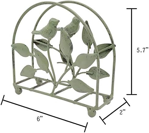 Cast Iron Bird & Tree Napkin Holder/Tabletop Freestanding Tissue Dispenser / Rustic Green