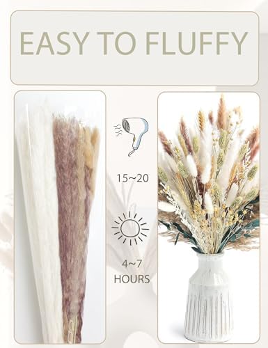 Dried Flowers Bouquet / White / Set of 126