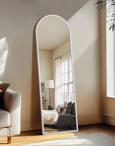 Delma Arched Full Length Mirror with Stand, 56x15 Silver Floor Mirror