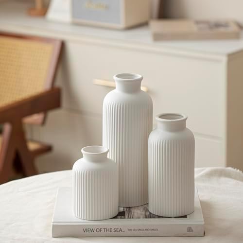 Large Modern Ceramic Vase Set / Large White