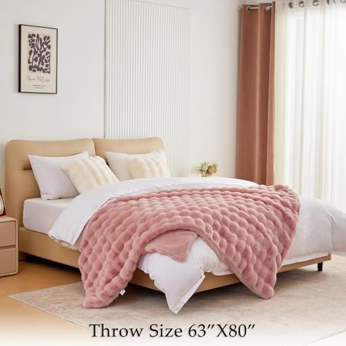 BENVWE Faux Fur Throw Blanket for Couch Bed - Fluffy Soft Thick Bubble Blanket for Living Room Home Decor - Mothers Day