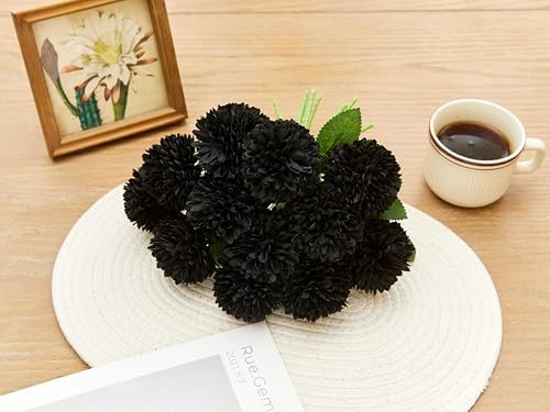 SITUMEIZI 12 Pcs Black Artificial Chrysanthemum Flowers, Fake Mums