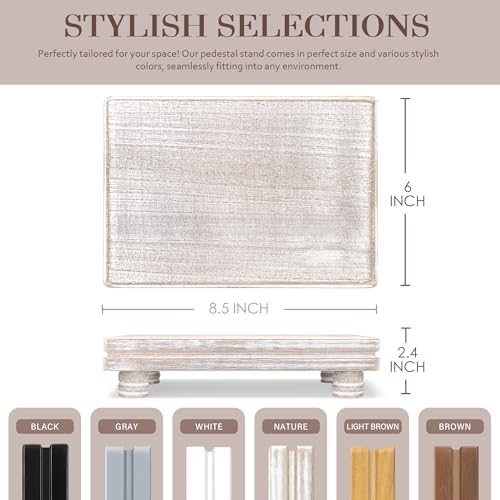 Decorative Tray Wood Pedestal Stand / Natural