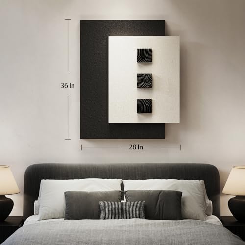 Cuspin Modern Black and White 3D Wall Art for Living Room, 28x36 In