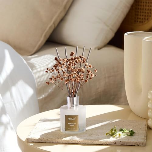 Airkeep Reed Diffuser Set,3.38 fl oz (100 ml) - Moroccan Amber Oil Diffusers with 8 Reed Sticks, Home Fragrance Reed