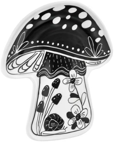 BOHO B&W SHAPED TRINKET TRAY MUSHROOM