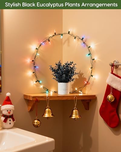 Velener 2 PCS Small Fake Eucalyptus Plant Halloween Artificial Potted Plants Indoor for Christmas Decor Indoor
