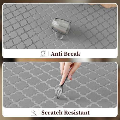Arenarug Upgrade Scalloped Kitchen Mats for Floor 2PC, Gray Kitchen Rugs