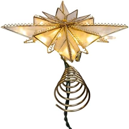 Kurt Adler 10.5" 10 Lights LED Capiz Bethlehem Star Treetop.