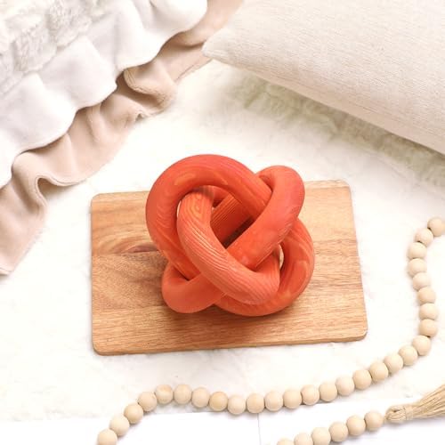 Yalikop 3 Link Wood Knot Decor Rustic Table Shelf Accents, Orange