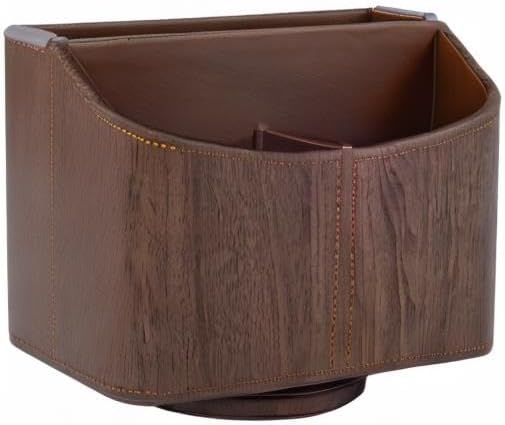 360 Degree Swiveling TV Remote Control Holder/Caddy / Dark Wood Grain / Brown