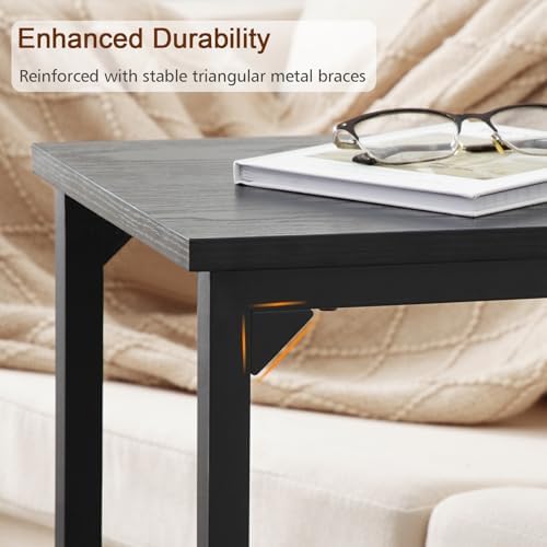 AMHANCIBLE C Shaped End Table Set of 2, Couch Side Table that Slide Under
