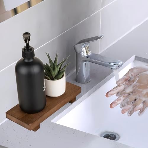 Small Wood Tray Pedestal Stand Farmhouse Bathroom Decor Decorative Wooden / Walnut / 8.7 x 3.6 x 1.6