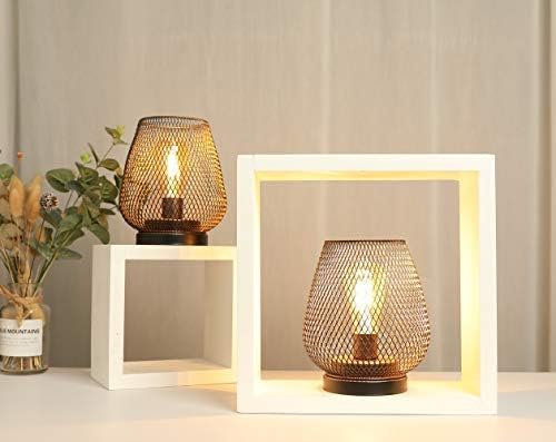JHY DESIGN Set of 2 Metal Cage LED Lantern Battery Powered Cordless Accent Light with LED Great for Weddings Parties