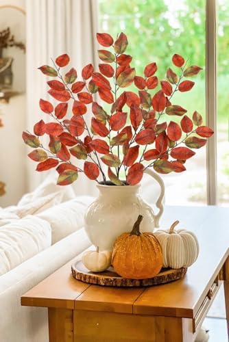 41 inch Artificial Fall Leaves Stem Fake Orangre Autumn Foliage Branches