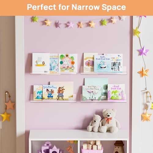 upsimples 2 Pcs 15" Acrylic Shelves for Wall Display and Storage, Clear