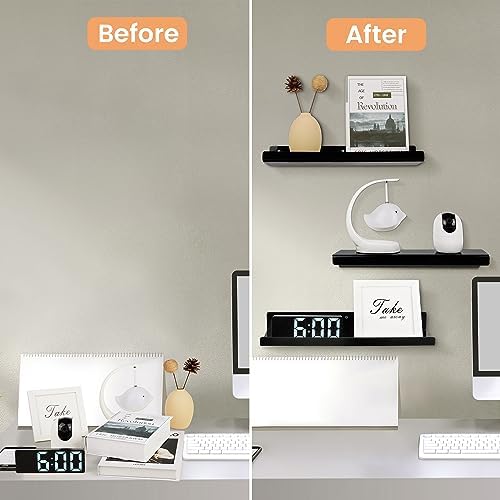 upsimples 2 Pcs 15" Acrylic Shelves for Wall Organize and Display, Black