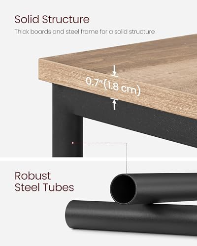 VASAGLE Side Table, Small End Table, Tall Nightstand, Steel Frame
