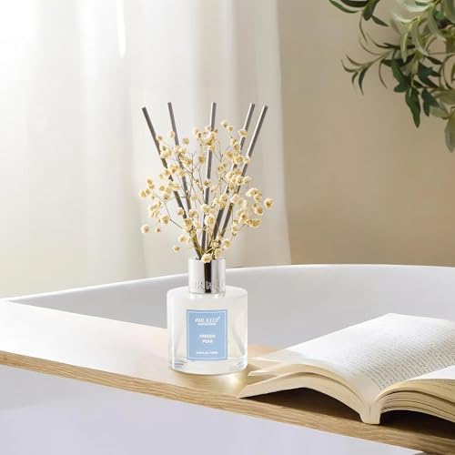 Airkeep Reed Diffuser Set,3.38 fl oz (100 ml) - Freesia Pear Oil Diffusers with 8 Reed Sticks, Home Fragrance Reed