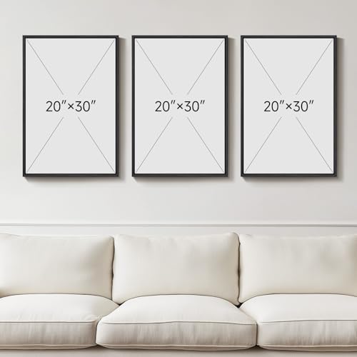 Large 3D Textured Framed Neutral Abstract Wall Art Set, 3 Piece, 20x30 In