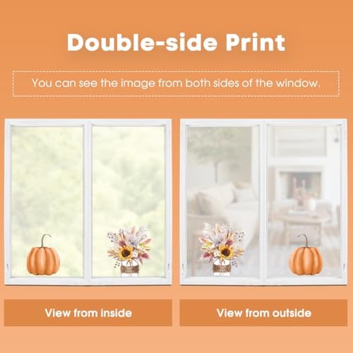 Horaldaily 73Pcs Fall Thanksgiving Window Clings, Harvest Colorful Leaves