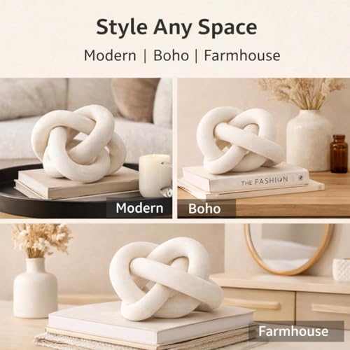 Yalikop 3 Link Wood Knot Decor Rustic Table Shelf Accents, White