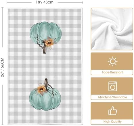 Artoid Mode Green Pumpkin Vase Fall Kitchen Towels Set of 4 18x26 Inch