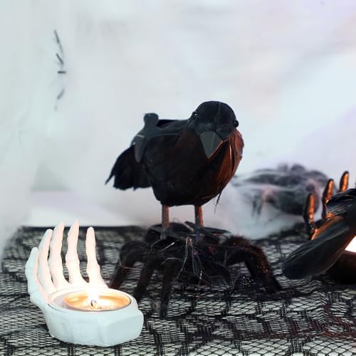 ATDAWN Halloween Birds, Black Feathered Crows, Realistic Looking Halloween Birds Decoration Birds, 6.2" (12)