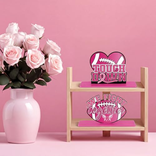 Yalikop 6 Pcs Football Breast Cancer Awareness Table Decorations