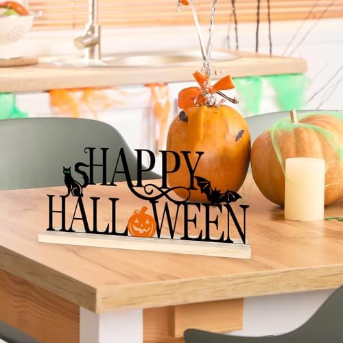 Metal Happy Halloween Sign Decorations for Home Party Shelf Mantel
