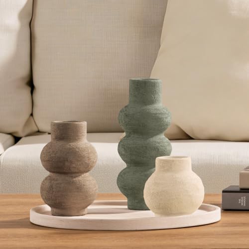 Ceramic Vase Home Table Decor - Flower Vase Set of 3 Living Room Kitchen Decorations Farmhouse Modern Rustic Vases