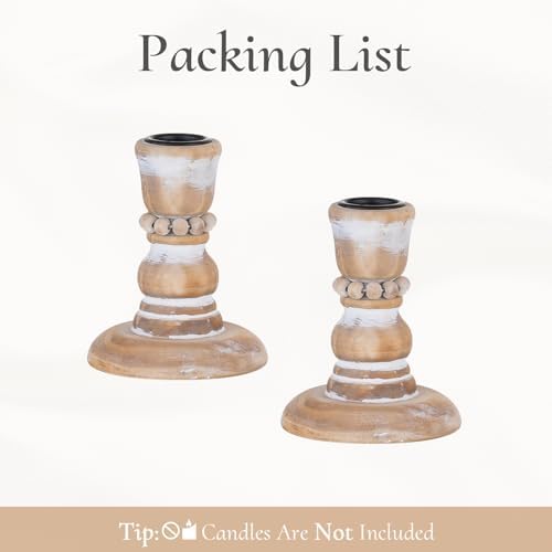 Wooden Candlestick Holders Rustic: Farmhouse Taper Candle Holder
