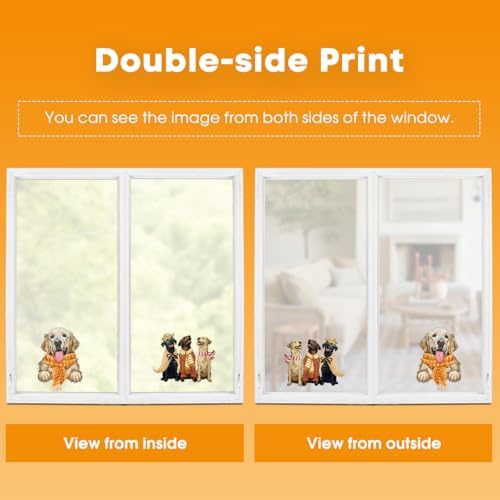 Horaldaily 74Pcs Fall Thanksgiving Window Clings, Dog Pumpkin