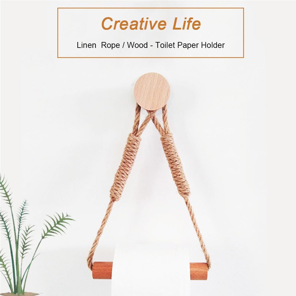 Wood & Rope Wall Toilet Paper Holder / Original