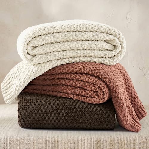 EVERGRACEHOME Chunky Chenille Knit Throw Blanket, 108x92, Terracotta Clay