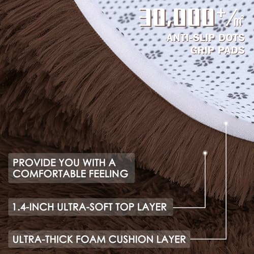 OLANLY 7x10 Machine Washable Large Area Rugs for Living Room, Bedroom, Soft Fluffy Shaggy Bedside Rug, Indoor Floor