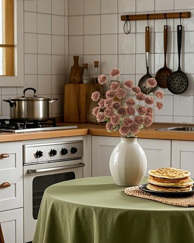 DuHouse 6pcs Faux Silk Pompon Mum Small Chrysanthemum Ball Mocha Brown