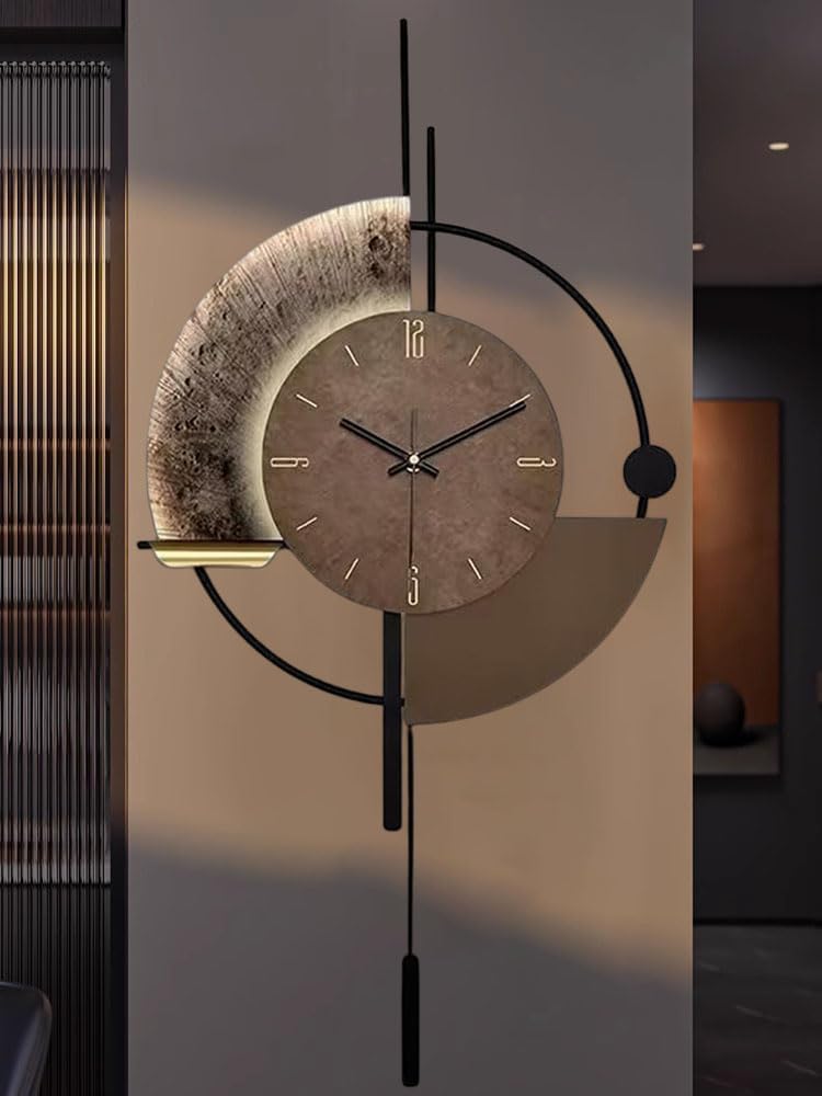 SIN&MI Wall Clock,Decorative Wall Clocks with Pendulum,Silent Quality Quartz Clock Battery Operated,Large Clock for