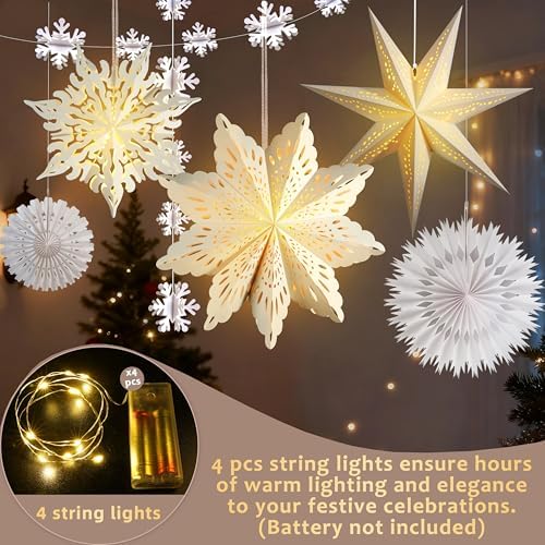 Christmas White Winter Wonderland Snowflake Party Hanging Decorations