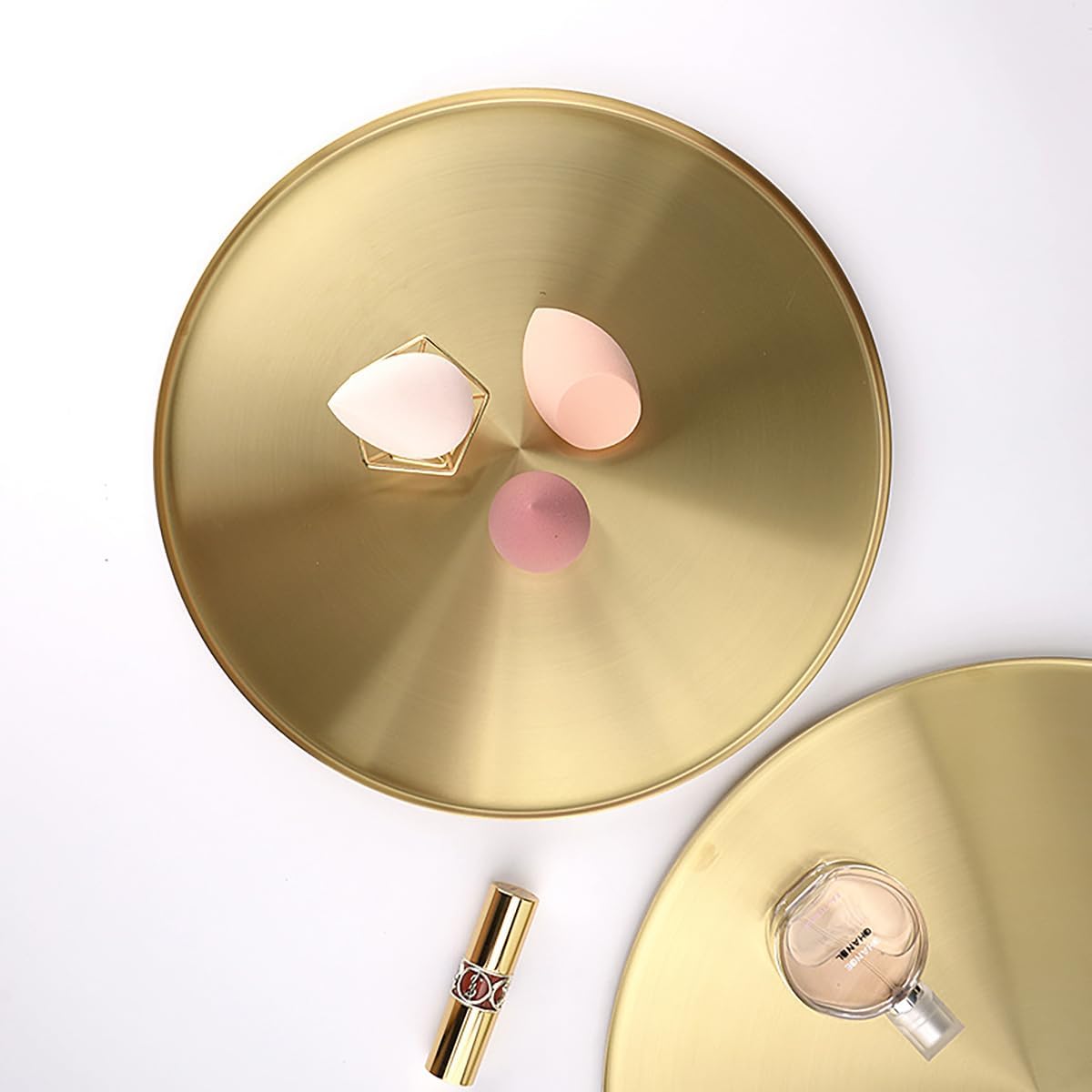 Brushed Gold Round Tray / Light Gold / 12 Inch / Set of 12