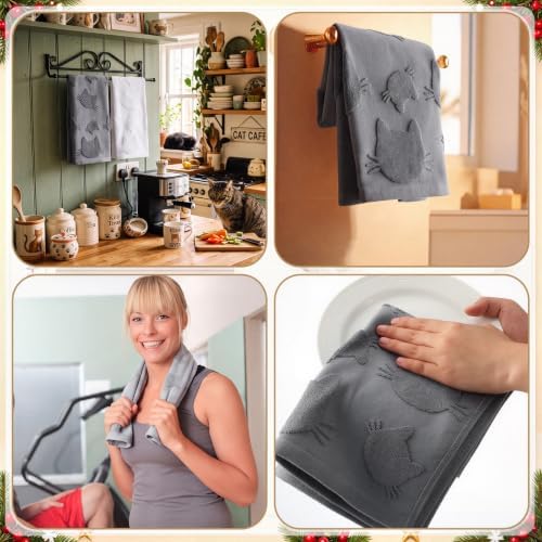Remagr 3 Pcs Cat Hand Towels Set for Bathroom Cat Lover Gifts