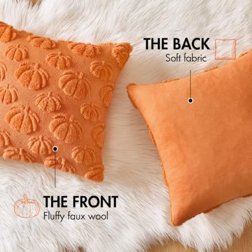 MIULEE Fall Decor Pillow Covers 18x18 Set of 2 Pumpkin Orange