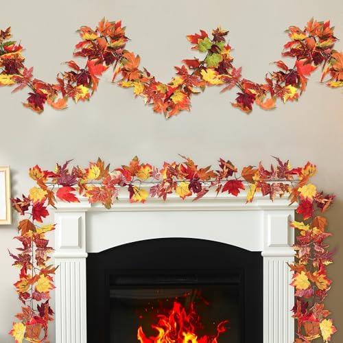 4Pack 23.6FT Artificial Fall Leaves Garland for Thanksgiving Wedding Decor