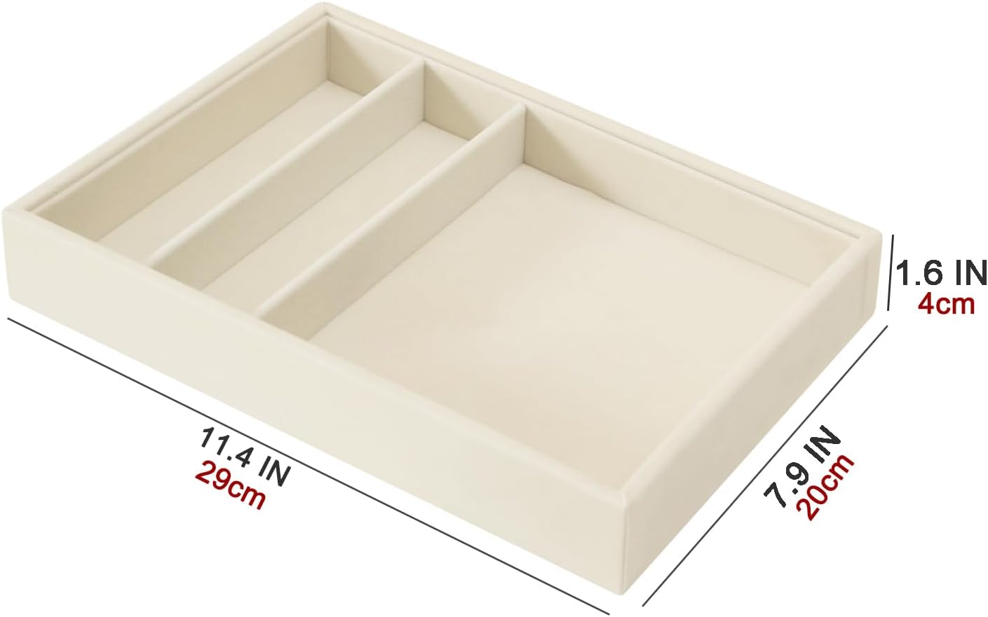 Bedside Organizer / 3 Grid / Beige Velvet