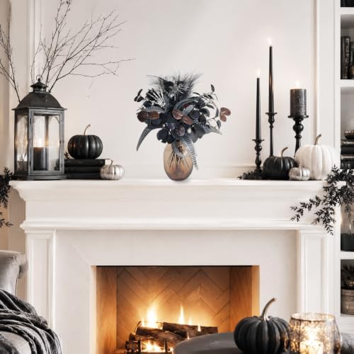 25 Pcs Black Halloween Floral Picks Gothic Bouquet Decor 17"