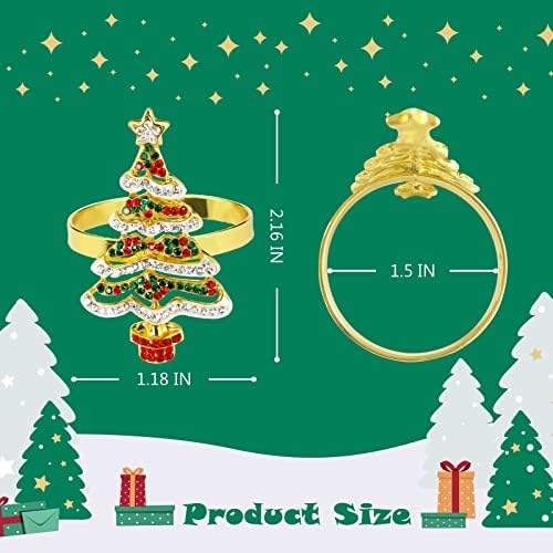 wonlex Christmas Tree Napkin Rings Set of 6 for Cloth Napkins, Winter Napkin Ring Holders for Xmas Gold Serviette Christmas Theme Xmas Gifts (Xmas Tree)