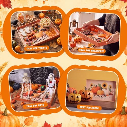 Fall Serving Tray with Handles, Acrylic Rectangular Party Platter